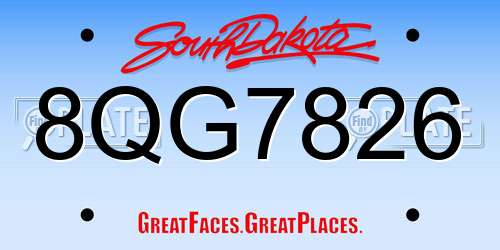 8QG7826 South Dakota License Plate