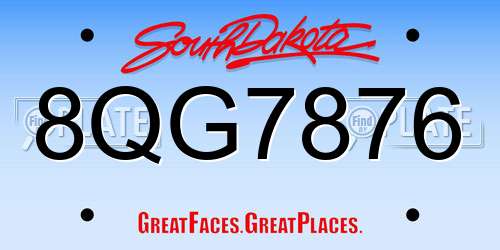 8QG7876 South Dakota License Plate