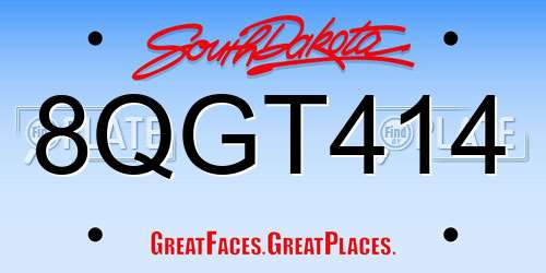 8QGT414 South Dakota License Plate