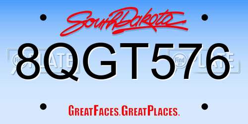 8QGT576 South Dakota License Plate