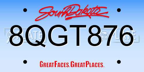 8QGT876 South Dakota License Plate