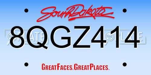 8QGZ414 South Dakota License Plate