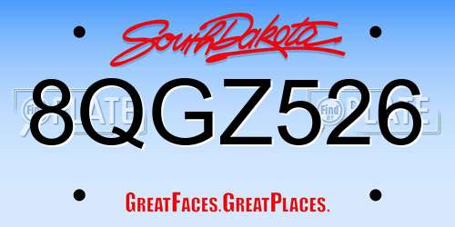 8QGZ526 South Dakota License Plate