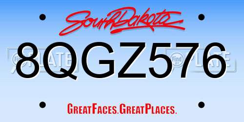8QGZ576 South Dakota License Plate