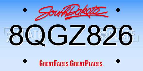 8QGZ826 South Dakota License Plate