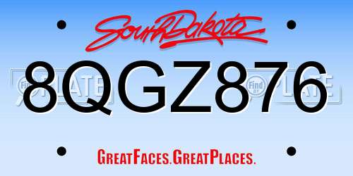 8QGZ876 South Dakota License Plate
