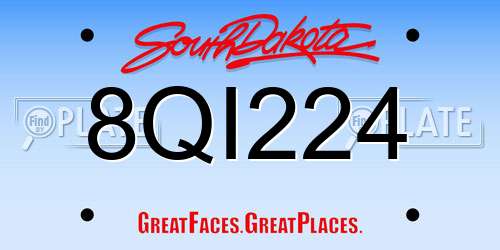 8QI224 South Dakota License Plate