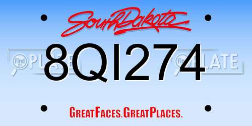 8QI274 South Dakota License Plate