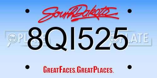 8QI525 South Dakota License Plate