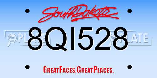 8QI528 South Dakota License Plate