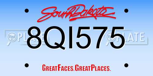8QI575 South Dakota License Plate