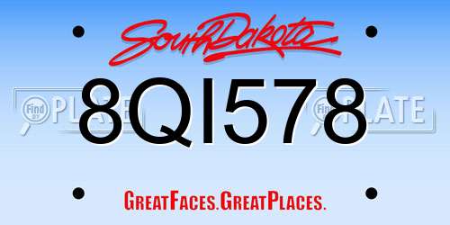 8QI578 South Dakota License Plate