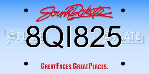 8QI825 South Dakota License Plate