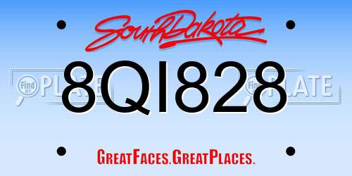 8QI828 South Dakota License Plate