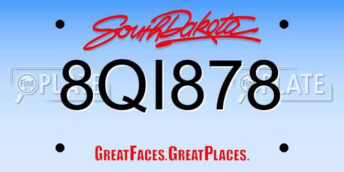 8QI878 South Dakota License Plate