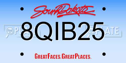 8QIB25 South Dakota License Plate