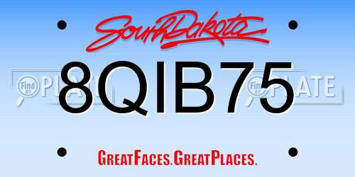 8QIB75 South Dakota License Plate