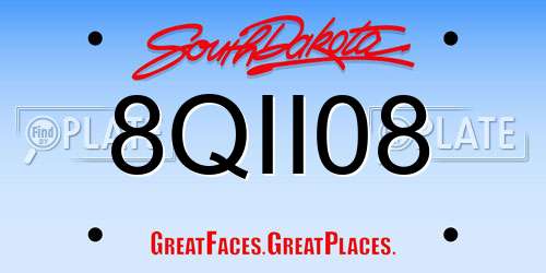8QII08 South Dakota License Plate