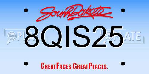 8QIS25 South Dakota License Plate