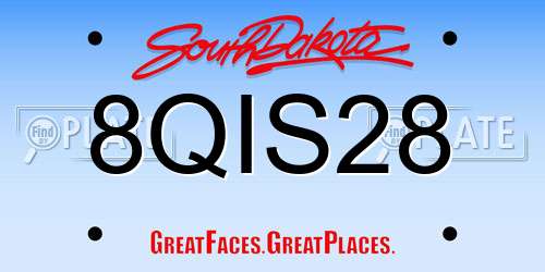 8QIS28 South Dakota License Plate