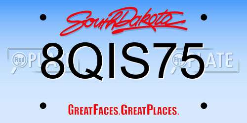 8QIS75 South Dakota License Plate