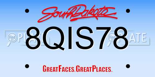 8QIS78 South Dakota License Plate