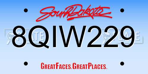 8QIW229 South Dakota License Plate