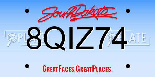 8QIZ74 South Dakota License Plate