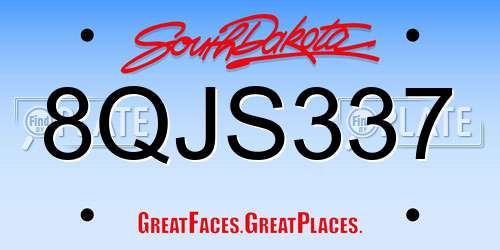 8QJS337 South Dakota License Plate