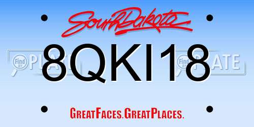 8QKI18 South Dakota License Plate