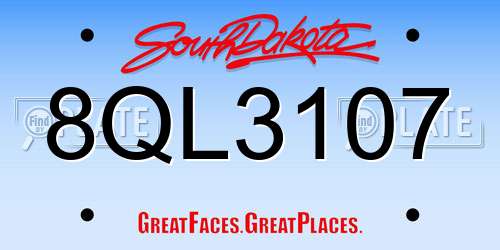 8QL3107 South Dakota License Plate