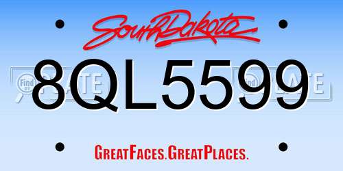 8QL5599 South Dakota License Plate
