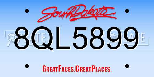8QL5899 South Dakota License Plate