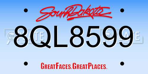 8QL8599 South Dakota License Plate
