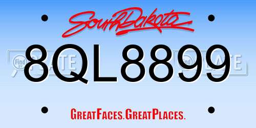 8QL8899 South Dakota License Plate