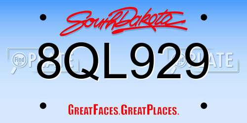 8QL929 South Dakota License Plate