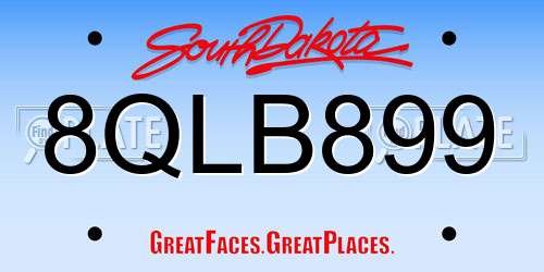 8QLB899 South Dakota License Plate