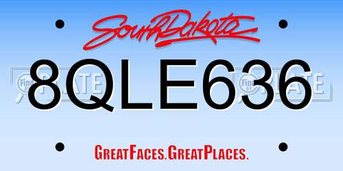 8QLE636 South Dakota License Plate