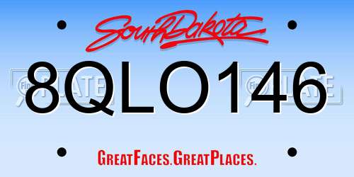 8QLO146 South Dakota License Plate