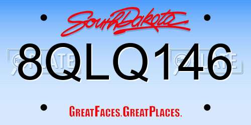 8QLQ146 South Dakota License Plate