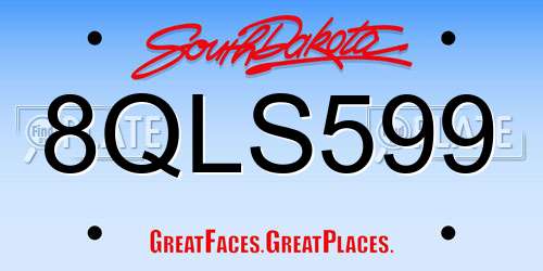 8QLS599 South Dakota License Plate