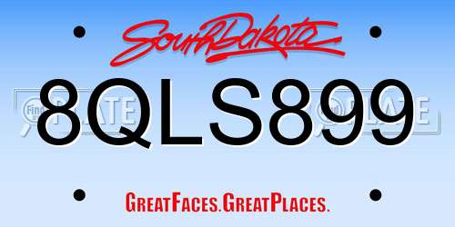 8QLS899 South Dakota License Plate