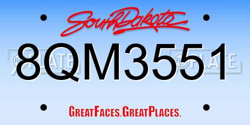 8QM3551 South Dakota License Plate