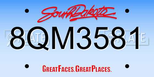 8QM3581 South Dakota License Plate