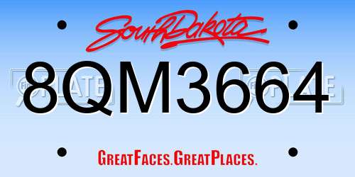 8QM3664 South Dakota License Plate