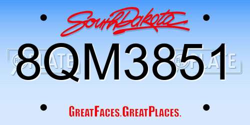 8QM3851 South Dakota License Plate