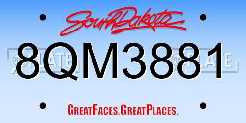 8QM3881 South Dakota License Plate
