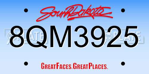 8QM3925 South Dakota License Plate