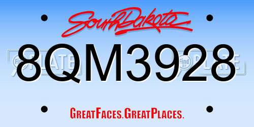 8QM3928 South Dakota License Plate