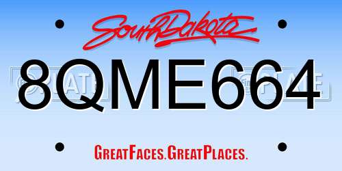 8QME664 South Dakota License Plate